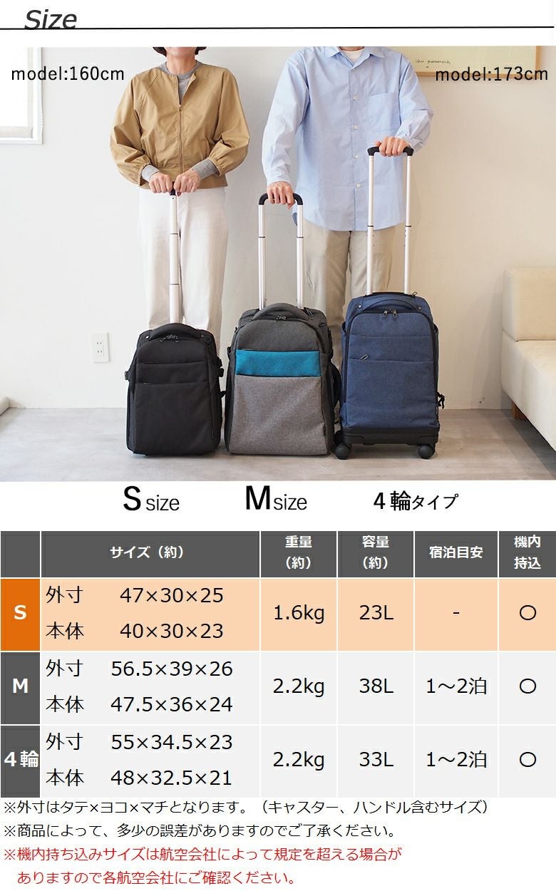 3年保証 リュック リュックキャリー 機内持ち込み Sサイズ キャリー